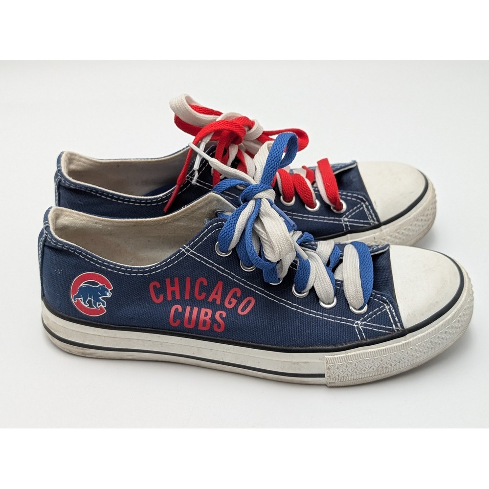 E-LOV Sneakers Mens 6.5 Womens 8 Blue Chicago Cubs MLB Low‎ Top Canvas Baseball